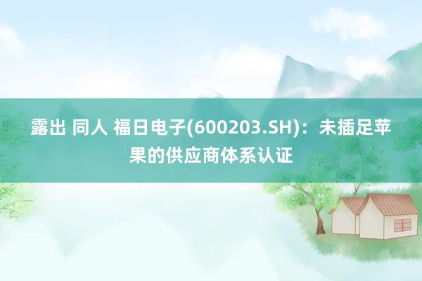 露出 同人 福日电子(600203.SH)：未插足苹果的供应商体系认证