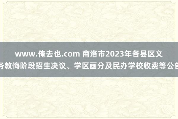 www.俺去也.com 商洛市2023年各县区义务教悔阶段招生决议、学区画分及民办学校收费等公告